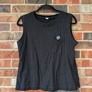 Old Navy Black Sleeveless Top – XS – Embroidered Butterfly Detail